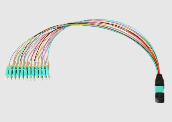 Cheap Multi Mode 12 Cores 0.9mm MPO To LC Breakout Cable for sale
