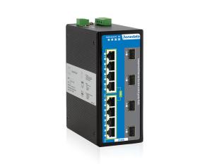 China 240W 12-port Full Gigabit Managed Industrial PoE Switch 4GE SFP and 8GE copper ports on sale