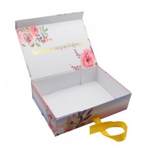 Best Custom Logo Printed Folding Magnetic Wedding Favor Invitation Bridesmaid Groom Gift Boxes With Ribbon wholesale