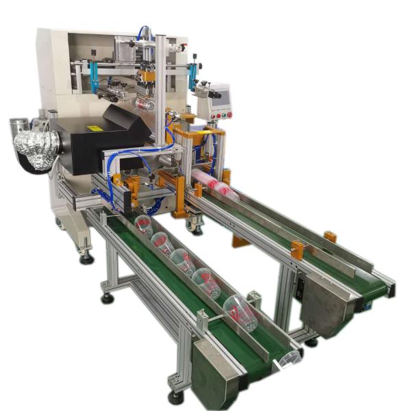 Cheap PLC Plastic Cup Screen Printing Machine UVLED 1 Color Auto Screen Printing Press for sale