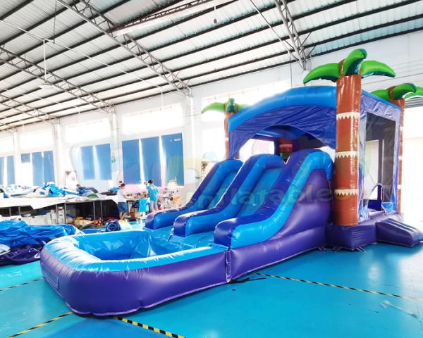 Cheap Palm Tree Jumping Inflatable Bouncer Slide With Triple Stitching for sale