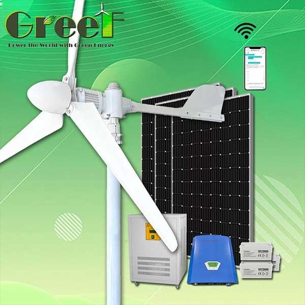 Cheap 3KW Electric Solar Hybrid Horizontal Axis Wind Turbine Generator Grid System for sale