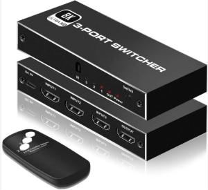 China Hdmi 2.1 Tv Monitor 3 3 In 1 Out 3 Ports 3x1 Mixer Switch IR Remote Control Nintendo Hdmi 2.1 Switcher on sale