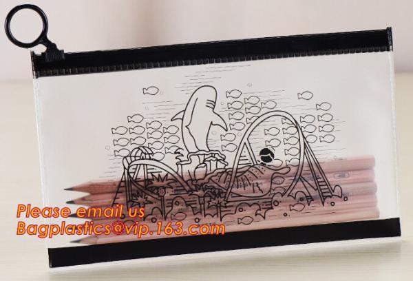 Cheap A4 clear plastic pp document carrying file folder zipper lock pocket bag with small button file wallet for sale