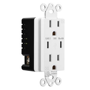 China AC125V Charger Wall Socket Outlet 60Hz With Dual Type C on sale