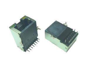 China 1x1 Low Profile Ethernet Connector , SMT RJ45 Connector PA9T Plastic Housing on sale