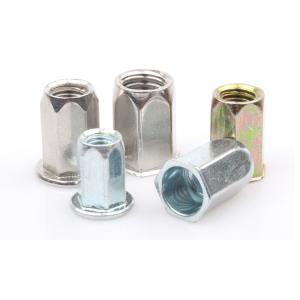 Best Flat Head Open End Hex Rivet Nut Blind Riveting Round Head Full Hex Rivet Nuts wholesale