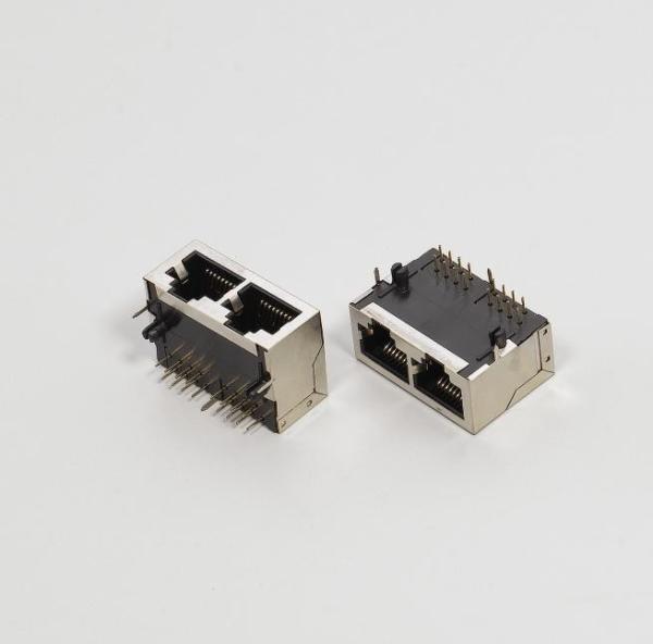 Cheap High Standard RJ45 Network Connector Double Layer With LED Lamp Custom for sale