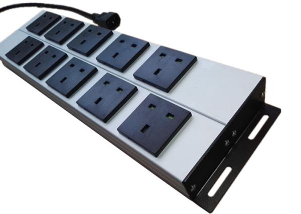 Cheap Mountable 10 Way Metal Power Strip , Multi Socket Extension Cord With Mounting Clips for sale
