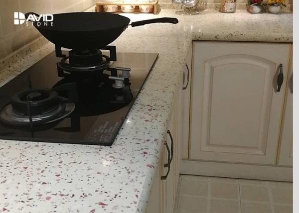 Cheap Full Bullnose Edge Quartz Kitchen Countertops With Hard Sparkle Surface Polished for sale
