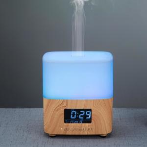 Best Wood Grain Ultrasonic LCD Essential Oil Diffuser Alarm Clock wholesale