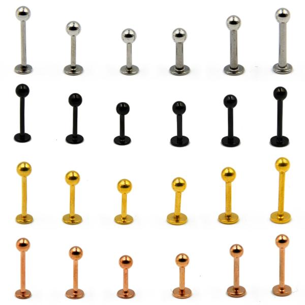 Cheap 316L Surgical Steel Titanium Anodized Labret Lip Stud Ring Ear Tragus Stud Barbell Body Piercing Jewelry for sale