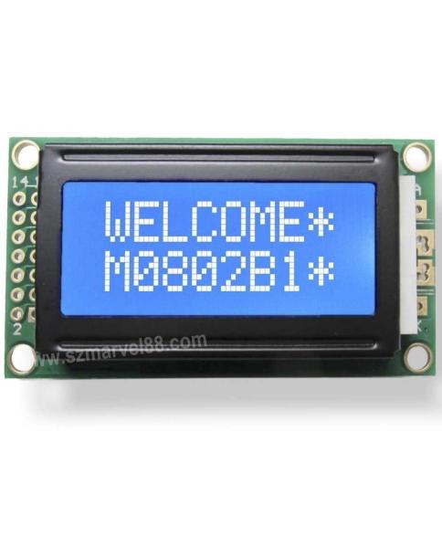 Cheap M0802B-B3,0802 Character Dot-matrix LCM, STN (Blue) LCD type, White backlight, transmissiv for sale