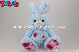 9.5 Cuddle Blue Rabbit Stuffed Toy With Flower Fabric Patch