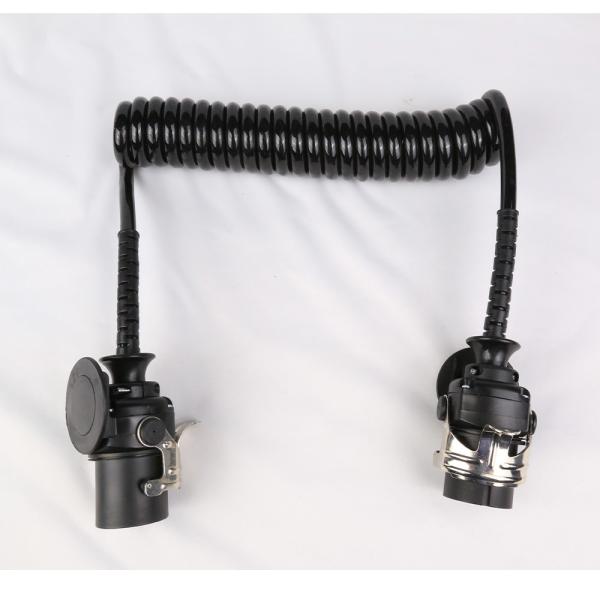 Cheap Precision EBS Trailer Cable 7 Cord Plug Coil Cable 24v Black Color ISO/TS7638 for sale