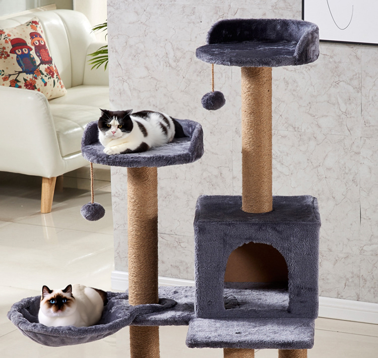 Custom Wooden Cat Climbing Tree with Modern Luxury Design and Scratching Post Tower