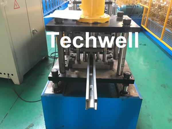 Cheap PPGI , Galvanized Steel Guide Rail Roll Forming Machine With Disk Saw Cutting For Making Shutter Door Slats for sale