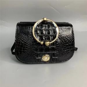 China Genuine Alligator Leather Round Handle Female Small Handbag Lady Saddle Purse Exotic Crocodile Skin Women Shoulder Bag on sale