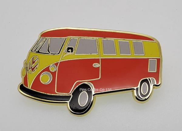 Cheap School Bus Brass Die Stamped 1/2" Hard Enamel Pin for sale