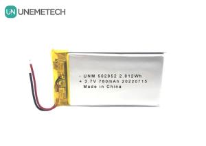 China 3.7V 760mAh Lithium-Ion Polymer Rechargeable Battery 502852 For LED Lights on sale