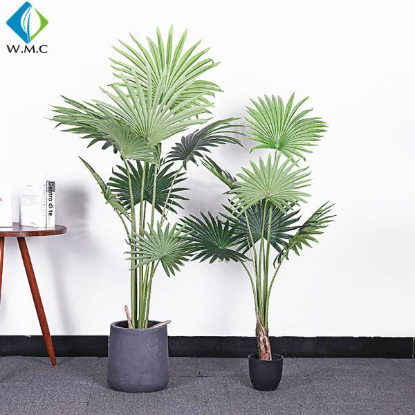 Fan Shaped Leaves Artificial Bonsai Tree , Artificial Palm Trees For Shop Window