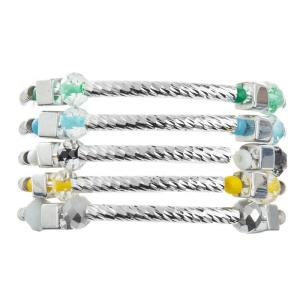 Best Silver Bar Handmade Stackable Bracelet Set Custom With Crystal Beads wholesale