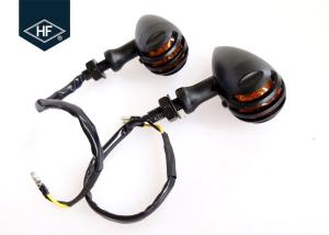 China Cafe Racer Black Metal Harley Led Turn Signals , Amber Motorcycle Front Turn Signals on sale