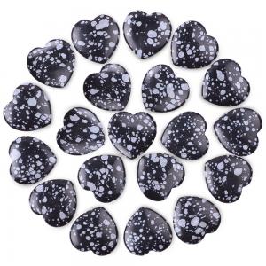 China Beneficial Snow Flake Obsidian Heart Shaped Stones Crystals on sale