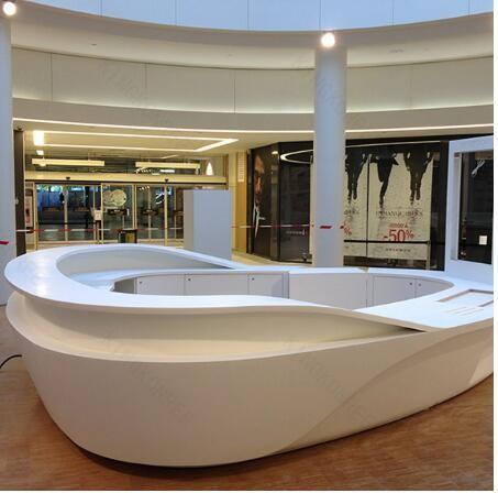 Cheap Unique Curved Reception Counter , Solid Surface Hotel Reception Desk for sale