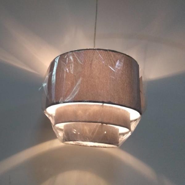 Cheap TC 3 Layer Hardback Lamp Shade Gray Linen Collapsible for Ceiling for sale