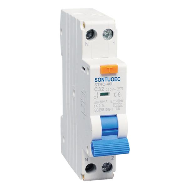 Cheap 6KA Residual Current RCBO Circuit Breaker 18mm Width Overload Protection for sale