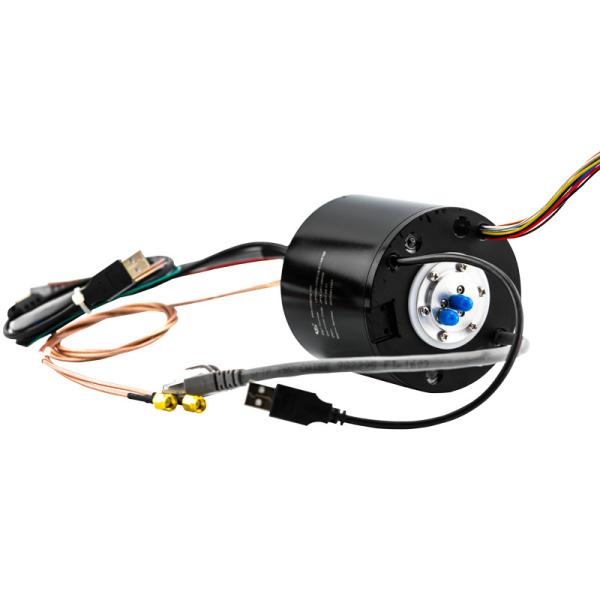Cheap Hybrid Slip Ring Transferring HF, USB and Ethernet Signal with Solid Shaft for sale