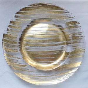China Disposable Glass Clear Charger Plates With Gold Rim Bulk Wedding on sale