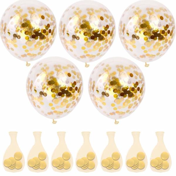 Cheap 50 Pcs Gold Confetti Balloons , 12 Inch Latex Party Balloons With Confetti Dots for sale