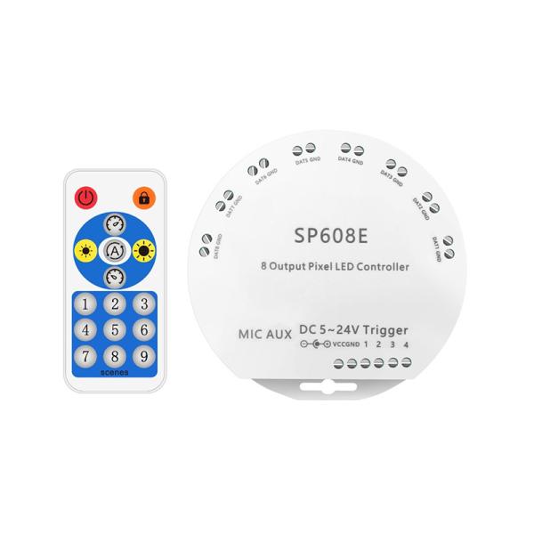 Cheap SP608E Bluetooth LED Strip Smart Controller Full Color 8CH Independent Signal for sale