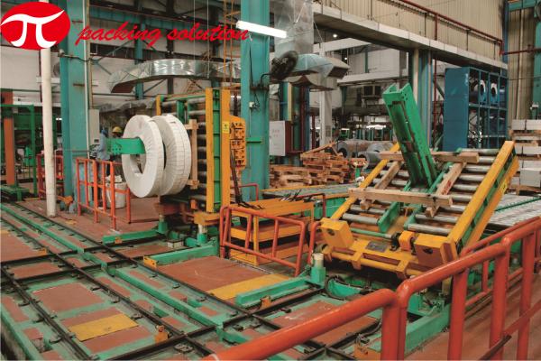 Cheap Easy Operation Automatic Vertical Steel Coil Packaging Line With Coil Stacking & Tilting System for sale