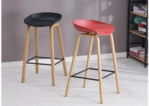 Height Fixed Beech Bar Stool , PU Synthetic Leather Bar Stools Counter Height