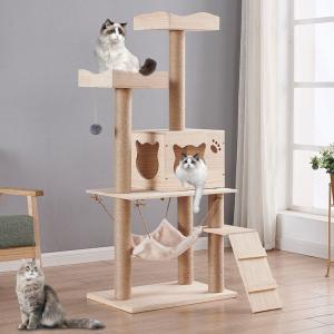 Best Advantageous Multifunctional Wooden Cat Climbing Tree with Customizable Design and Scratching Post Tower Platform wholesale