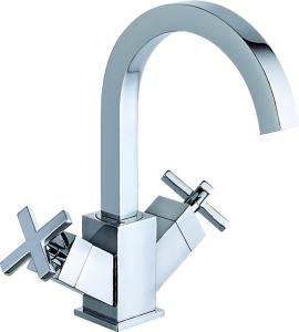 Best Brass Double Handles Bathroom Basin Mixer Taps Chrome Finish T8302 wholesale