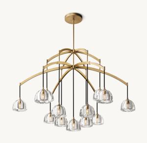 China Polished Brass Crystal Contemporary Ceiling Chandeliers Hardwired on sale