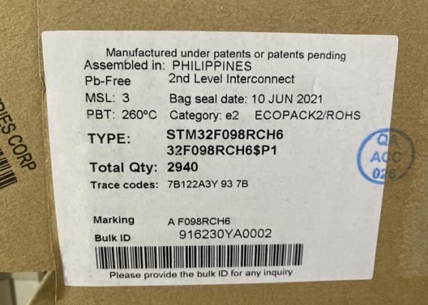 Cheap Integrated Circuit Chip 64-UFBGA STM32F098RCH6 STM32F098 48MHz Microcontroller IC for sale