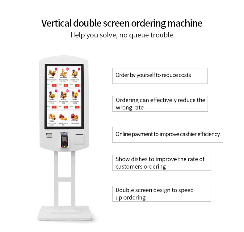 Double Sided Self-Service Payment Terminal Kiosk With QR Scanner POS Brackets Printer