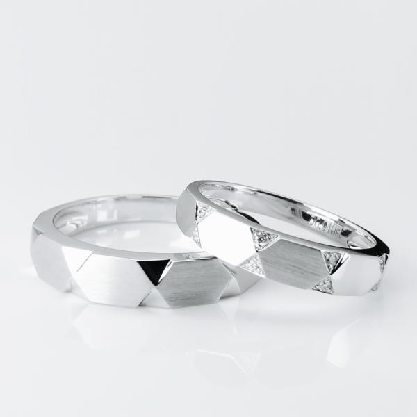 Cheap Symmetrical Triangle Design Pairing Wedding Band With Engagement Ring for sale