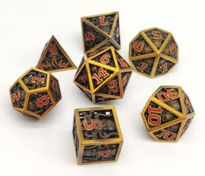 Gold Plated Sharp Edge Polyhedral Dice Odorless Lightweight Durable