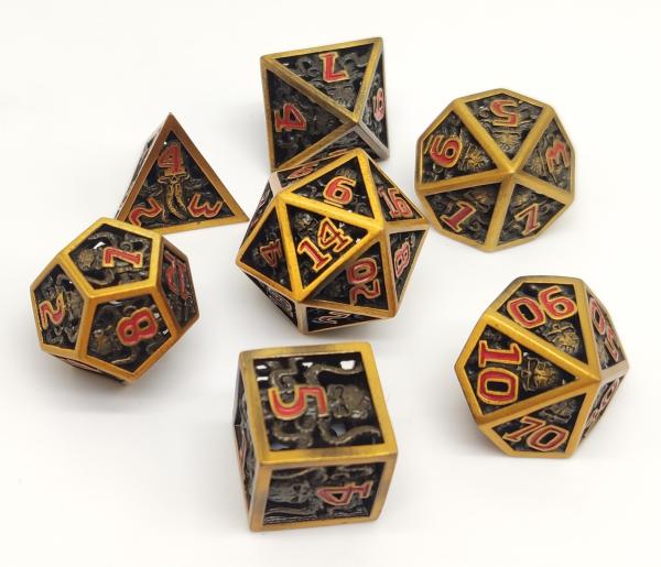 Cheap Gold Plated Sharp Edge Polyhedral Dice Odorless Lightweight Durable for sale