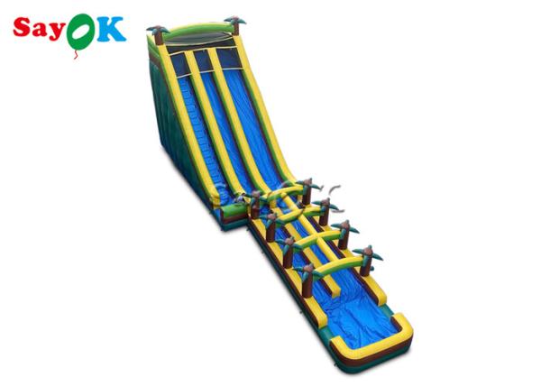 Cheap Large Multi Channel  PVC Inflatable Bouncer Slide With Pool for sale