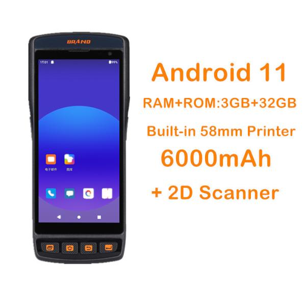 Cheap Rugged PDA Android 11 Mobile Terminal Handheld 2D Barcode Printer with 8MP Front Camera and Private Mold for sale