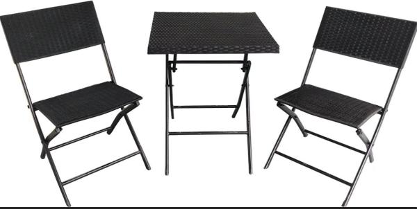 Cheap Plastic Rattan Garden Folding Table And Chairs Steel Structure for sale