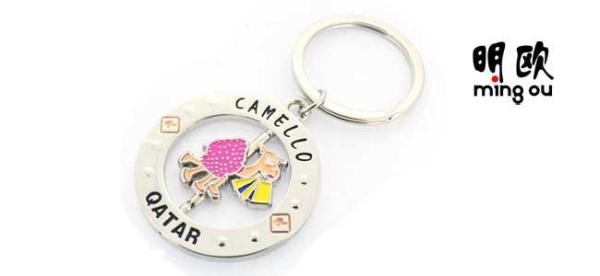 Cheap Metal Round Spinner Key Chain Rings Soft Enamel , Middle In Spinning for sale