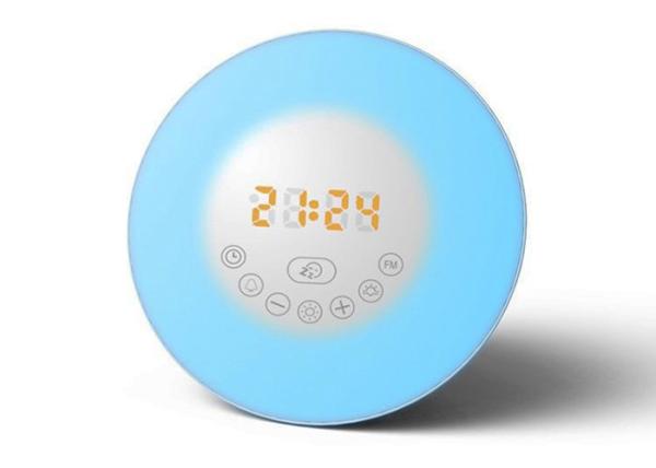 Cheap Bluetooth Colorful Wake Up Light Alarm Clock , FM Radio Function Sun Lamp Alarm Clock for sale